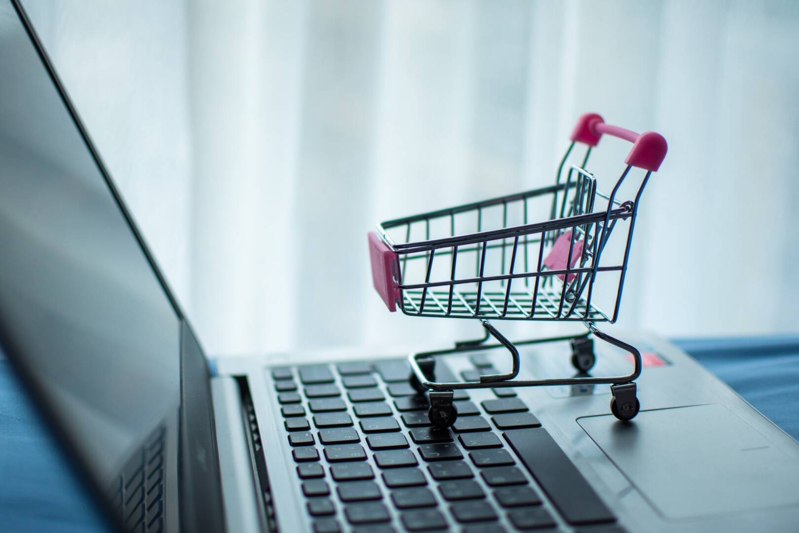 shopping cart on computer, shopping online concept.